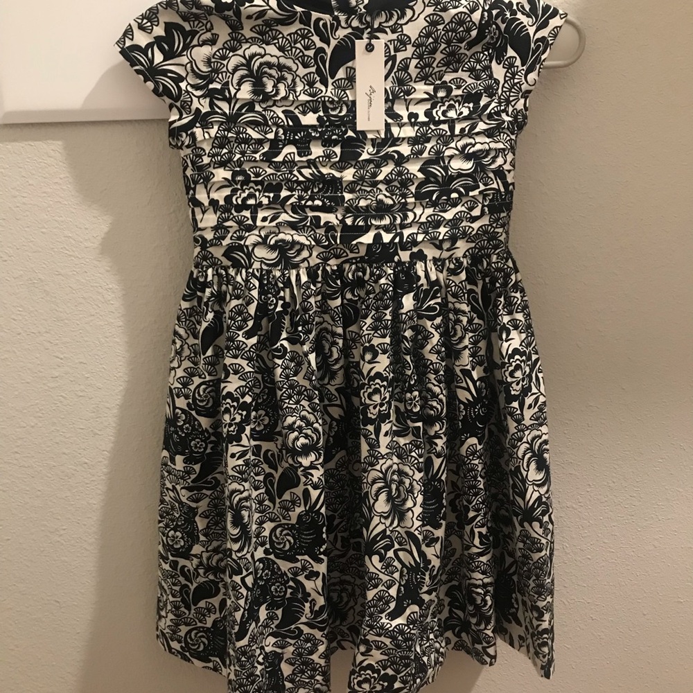 Bijou Sauvage Floral Black and White Kids Dress NWT